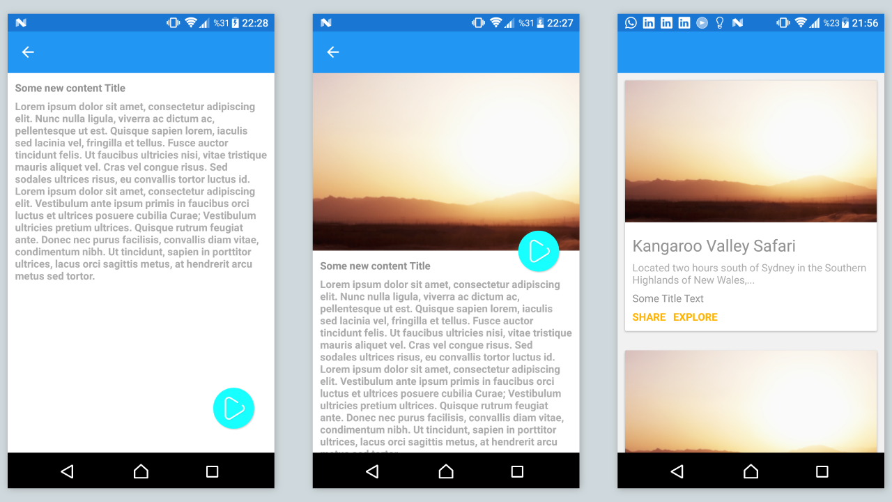Xamarin Forms Material Cards and Animated Detail Page